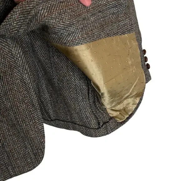 Harris Tweed Scottish Wool Vintage Woven Blazer Sport Coat Mens 42R Woven Brown - Picture 13 of 15